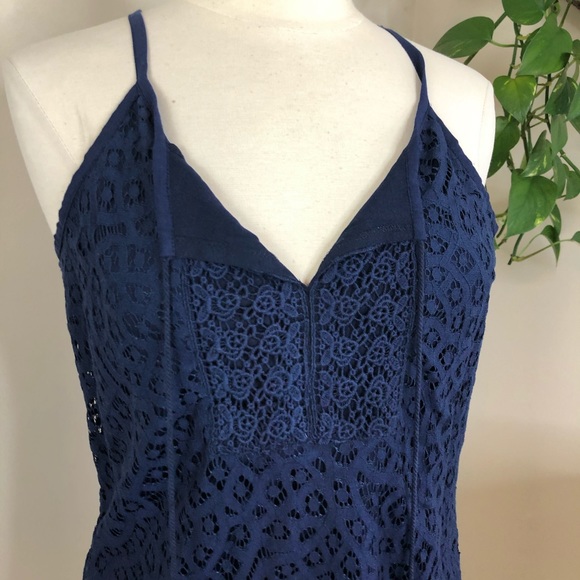Romeo & Juliette lace tassel ties tank navy medium - Picture 3 of 11